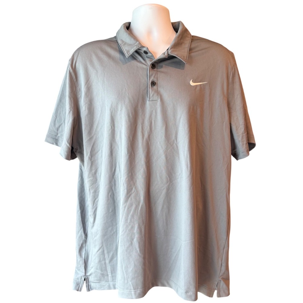 Nike Dri-FIT Gray Short Sleeve Golf Polo Shirt Men's Size XLarge Performance